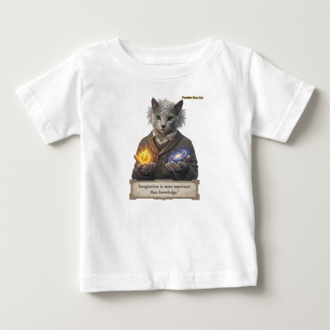 Rysk Blå Einstein Katt - Fantasi T Shirt (Framsida)