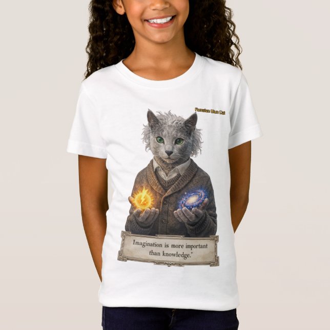 Rysk Blå Einstein Katt - Fantasi T Shirt (Framsida)