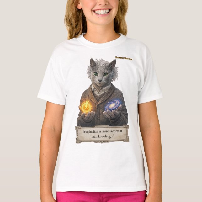 Rysk Blå Einstein Katt - Fantasi T Shirt (Framsida)