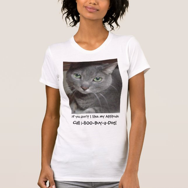 Rysk blå Grått-kattattityd Humor T-shirt (Framsida)