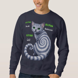 Rysk Blå Hypno Katt Lång Ärmad Tröja