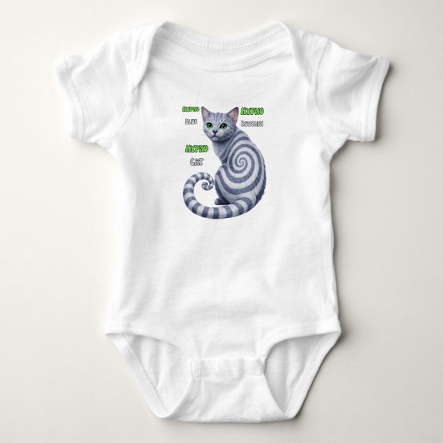 Rysk Blå Hypno Katt T Shirt (Framsida)