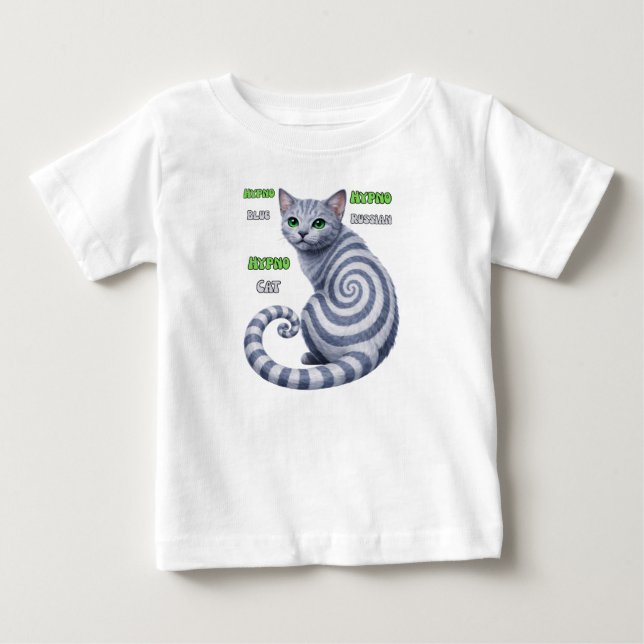 Rysk Blå Hypno Katt T Shirt (Framsida)