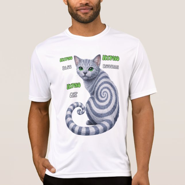 Rysk Blå Hypno Katt T Shirt (Framsida)