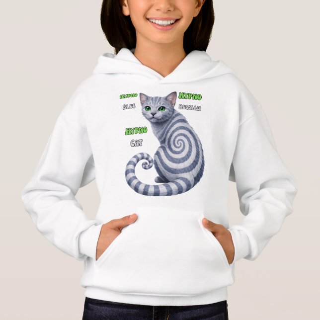 Rysk Blå Hypno Katt T Shirt (Framsida)
