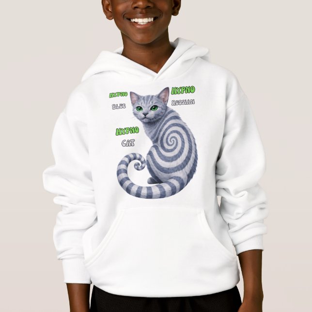 Rysk Blå Hypno Katt T Shirt (Framsida)