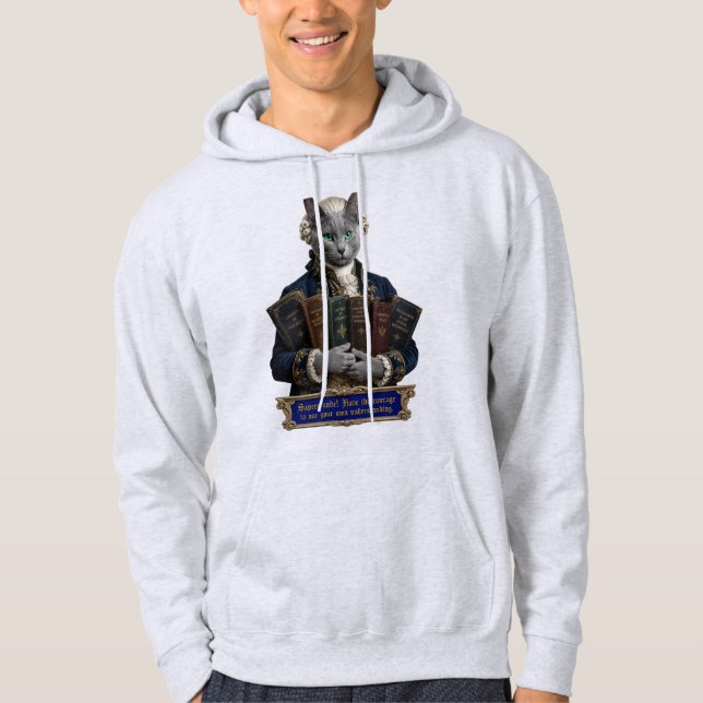 Rysk Blå Immanuel Kant Katt Hoodie (Framsida)