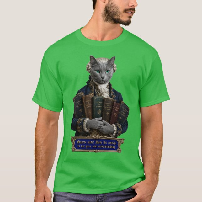 Rysk Blå Immanuel Kant Katt T Shirt (Framsida)