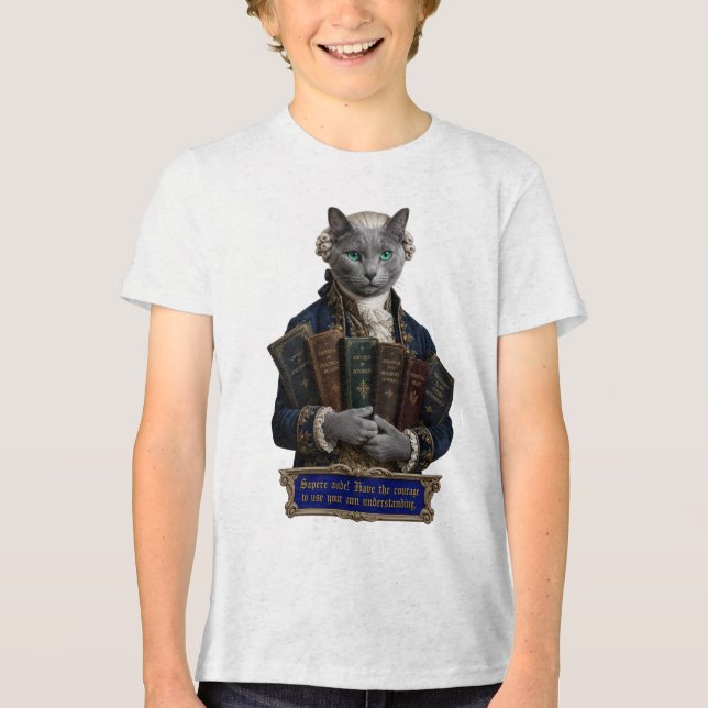 Rysk Blå Immanuel Kant Katt T Shirt (Framsida)