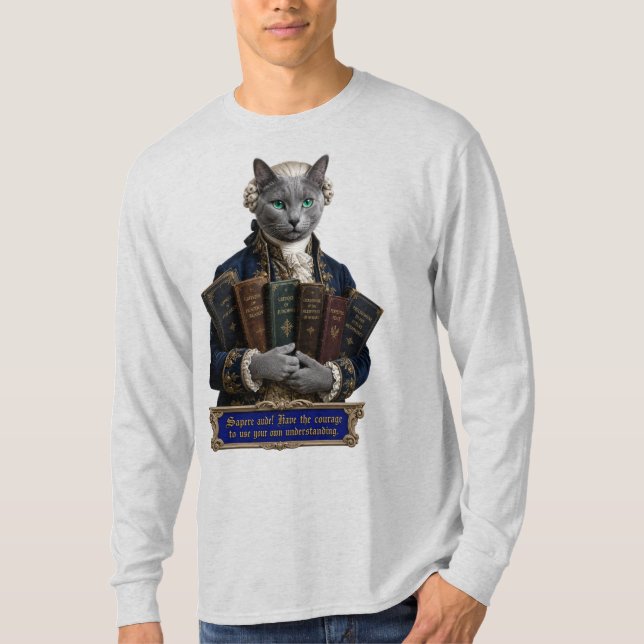Rysk Blå Immanuel Kant Katt T Shirt (Framsida)