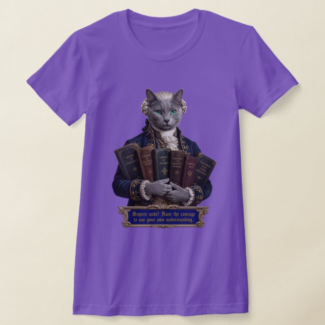 Rysk Blå Immanuel Kant Katt T Shirt (Laydown)