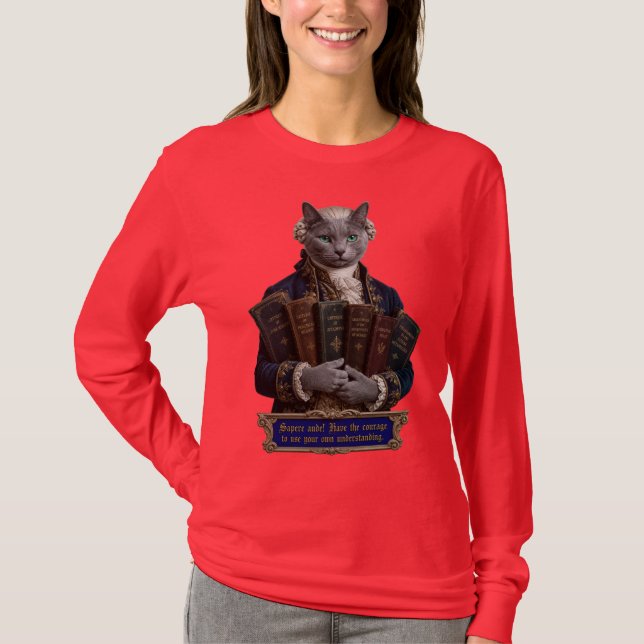 Rysk Blå Immanuel Kant Katt T Shirt (Framsida)