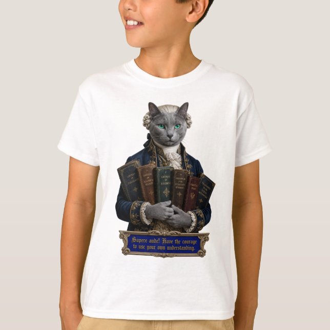 Rysk Blå Immanuel Kant Katt T Shirt (Framsida)