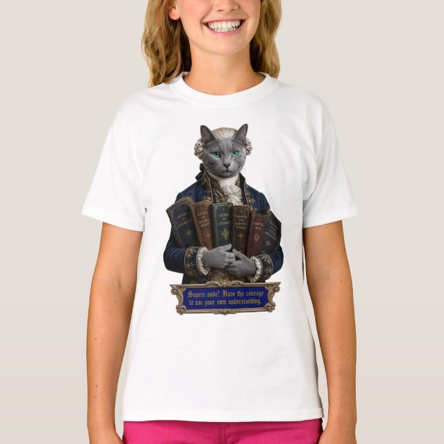 Rysk Blå Immanuel Kant Katt T Shirt (Framsida)