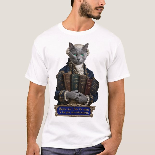 Rysk Blå Immanuel Kant Katt T Shirt (Framsida)
