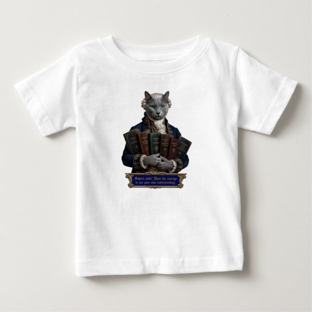 Rysk Blå Immanuel Kant Katt T Shirt (Framsida)