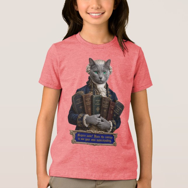 Rysk Blå Immanuel Kant Katt T Shirt (Framsida)