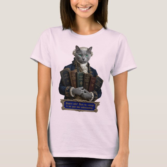 Rysk Blå Immanuel Kant Katt T Shirt (Framsida)
