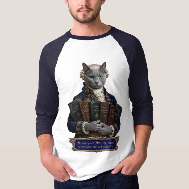 Rysk Blå Immanuel Kant Katt T Shirt (Framsida)