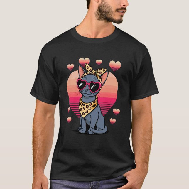 Rysk blå katt Alla hjärtans dag T Shirt (Framsida)