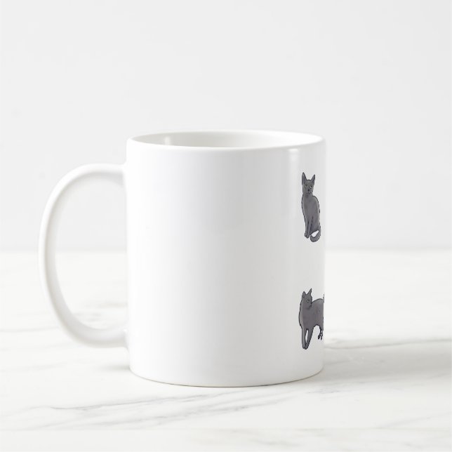 Rysk blå katt Delight � Cute Animal Art Kaffemugg (Vänster)