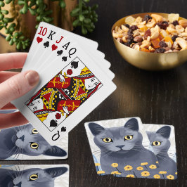 Rysk blå katt Gula blommor Euchre Casinokort