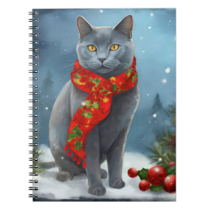 Rysk blå katt i julen i Snö Anteckningsbok