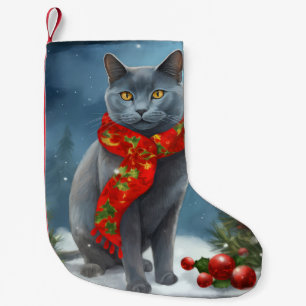 Rysk blå katt i julen i Snö Liten Julstrumpa