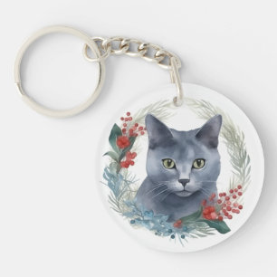 Rysk blå katt julkrans festliga kattunge