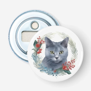 Rysk blå katt julkrans festliga kattunge flasköppnare