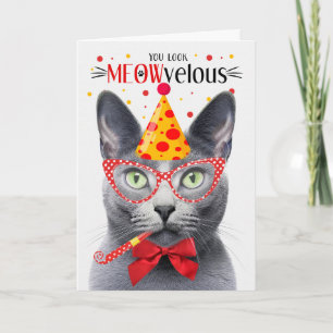 Rysk blå katt MEOWvelous Birthday Kort