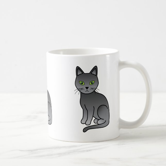 Rysk blå katt serieillustration kaffemugg (Höger)