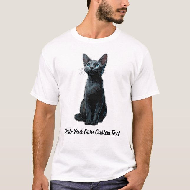 Rysk blå katt Skapa din egen anpassade text  T Shirt (Framsida)