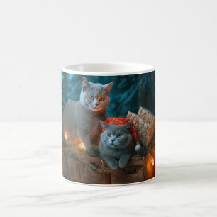 Rysk Blå Katt Snöig Slädj Jul Dekoration Kaffemugg