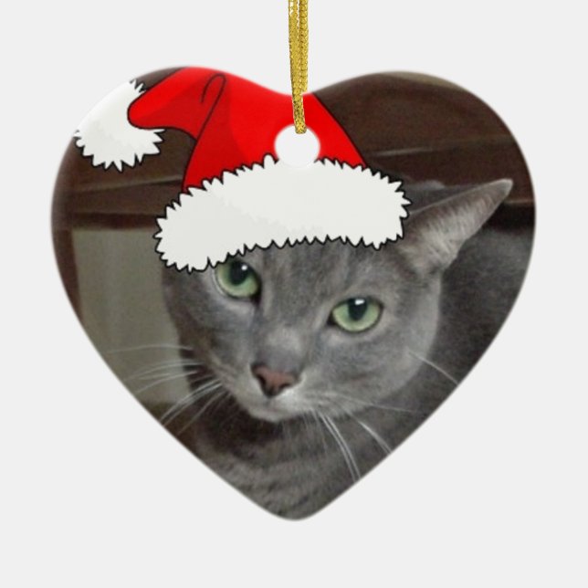 Rysk blå kattjul julgransprydnad keramik (Framsidan)