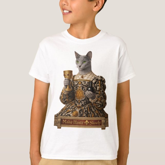 Rysk Blå Lucrezia de Médici Katt T Shirt (Framsida)