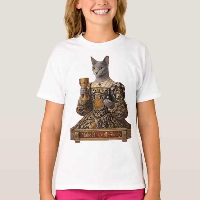 Rysk Blå Lucrezia de Médici Katt T Shirt (Framsida)