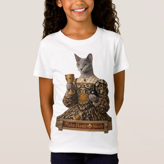 Rysk Blå Lucrezia de Médici Katt T Shirt (Framsida)