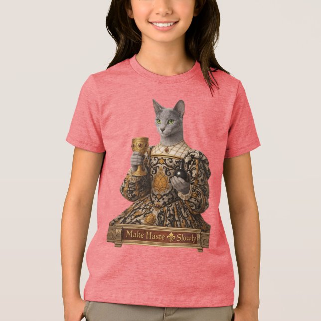 Rysk Blå Lucrezia de Médici Katt T Shirt (Framsida)