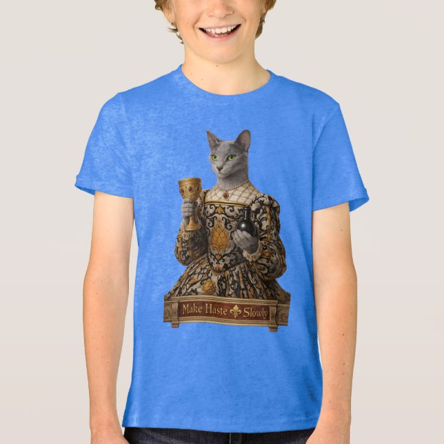 Rysk Blå Lucrezia de Médici Katt T Shirt (Framsida)