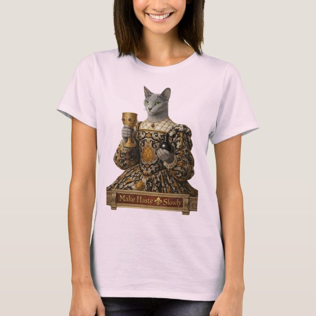 Rysk Blå Lucrezia de Médici Katt T Shirt (Framsida)