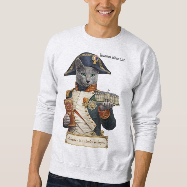 Rysk Blå Napoleon Bonaparte Katt Lång Ärmad Tröja (Framsida)