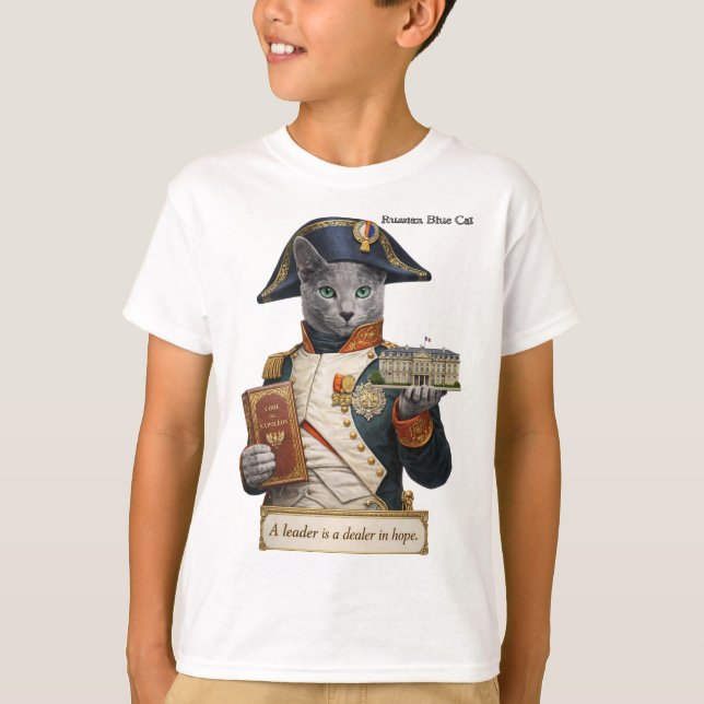 Rysk Blå Napoleon Bonaparte Katt T Shirt (Framsida)