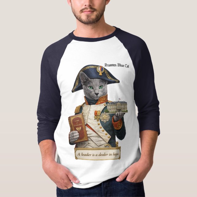 Rysk Blå Napoleon Bonaparte Katt T Shirt (Framsida)