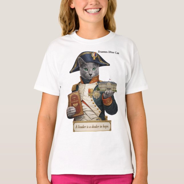Rysk Blå Napoleon Bonaparte Katt T Shirt (Framsida)