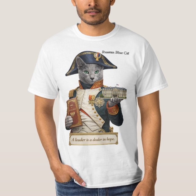 Rysk Blå Napoleon Bonaparte Katt T Shirt (Framsida)