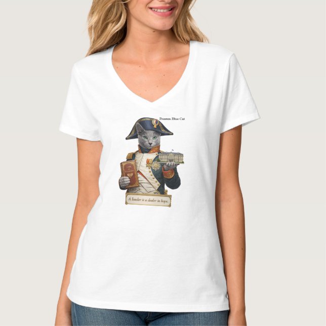 Rysk Blå Napoleon Bonaparte Katt T Shirt (Framsida)