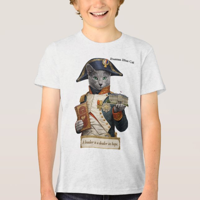 Rysk Blå Napoleon Bonaparte Katt T Shirt (Framsida)