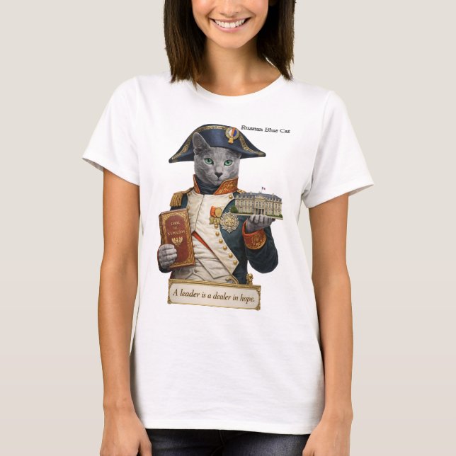 Rysk Blå Napoleon Bonaparte Katt T Shirt (Framsida)