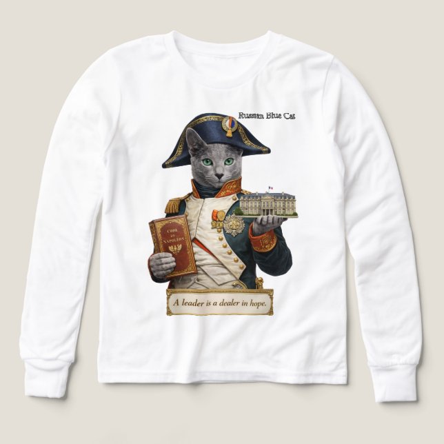 Rysk Blå Napoleon Bonaparte Katt T Shirt (Design framsida)